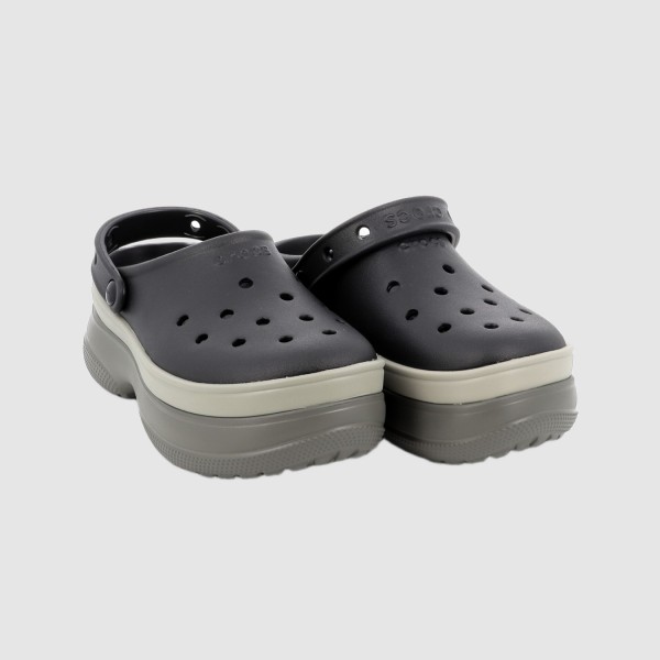Crocs Classic Stacked Clog Γυναικεια Σαμπο Μαύρο - Γκρι