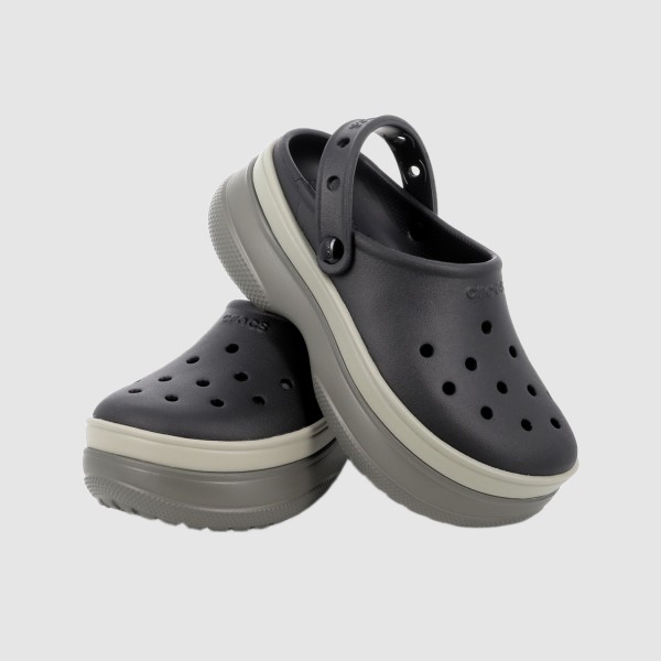Crocs Classic Stacked Clog Γυναικεια Σαμπο Μαύρο - Γκρι