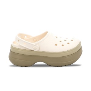 Crocs Classic Stacked Clog Γυναικεια Σαμπο Μπεζ - Λευκο