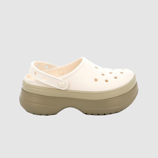 Crocs Classic Stacked Clog Γυναικεια Σαμπο Μπεζ - Λευκο