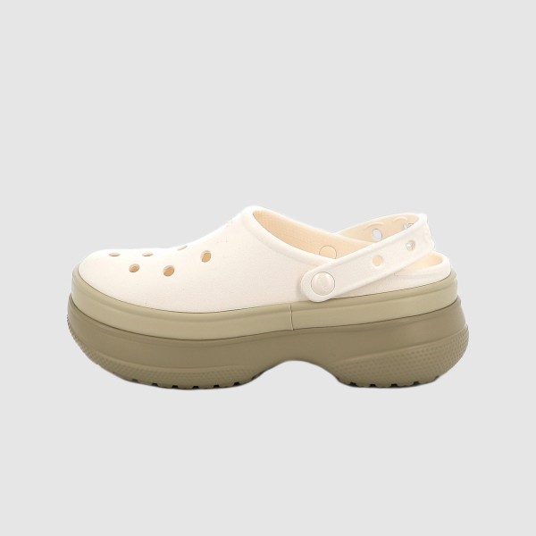 Crocs Classic Stacked Clog Γυναικεια Σαμπο Μπεζ - Λευκο