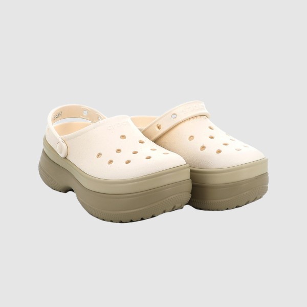 Crocs Classic Stacked Clog Γυναικεια Σαμπο Μπεζ - Λευκο