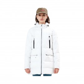 Emerson Hooded Longline Puffer Γυναικειο Μπουφαν Λευκο