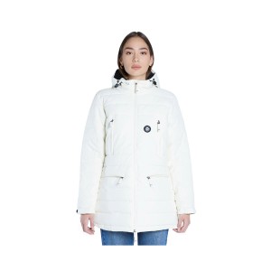Emerson PP Down Hooded Long Puffer Γυναικειο Μπουφαν Λευκο