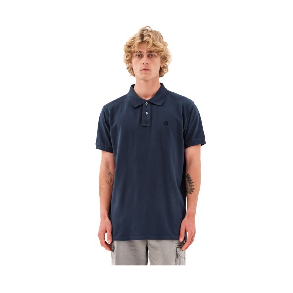 Emerson Garment Dyed Polo Ανδρικη Μπλουζα Πετρολ