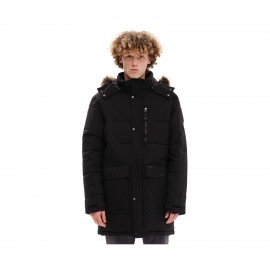 Emerson Long Puffer Hooded Fur In Ανδρικο Μπουφαν Μαυρο