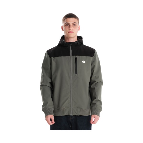 Emerson Hooded Bomber Polar Fleece Ανδρικο Μπουφαν Μαυρο - Χακι