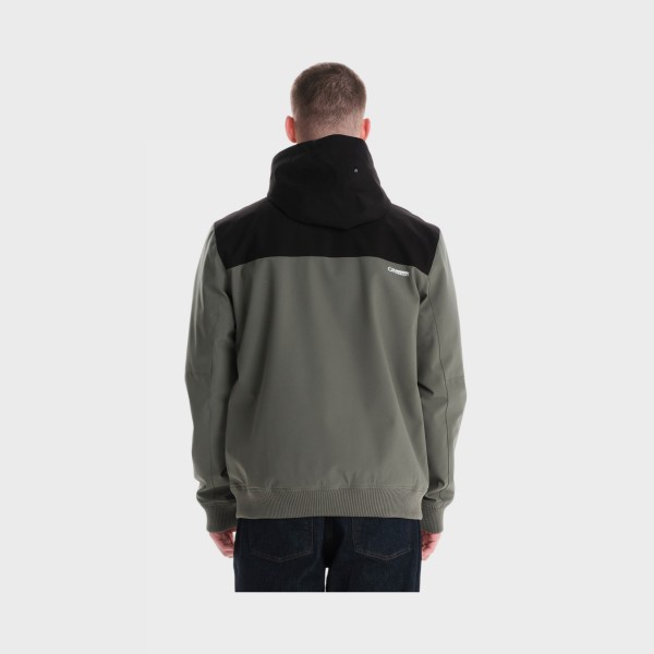 Emerson Hooded Bomber Polar Fleece Ανδρικο Μπουφαν Μαυρο - Χακι