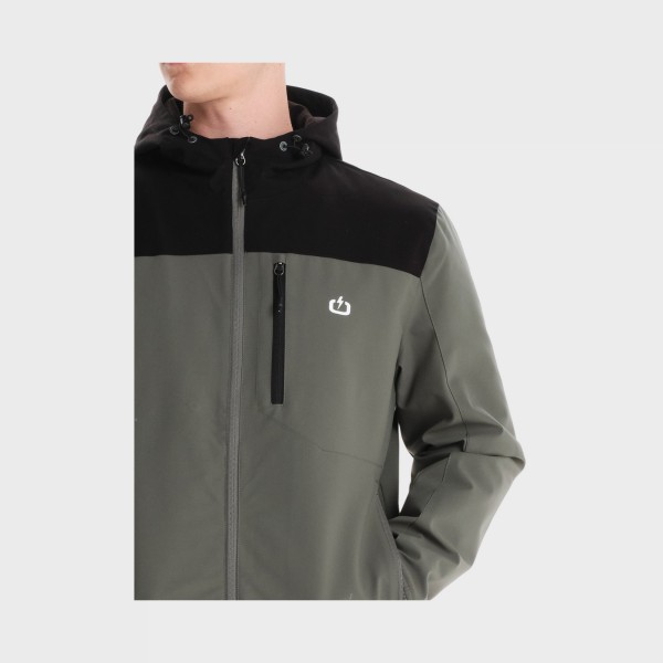 Emerson Hooded Bomber Polar Fleece Ανδρικο Μπουφαν Μαυρο - Χακι