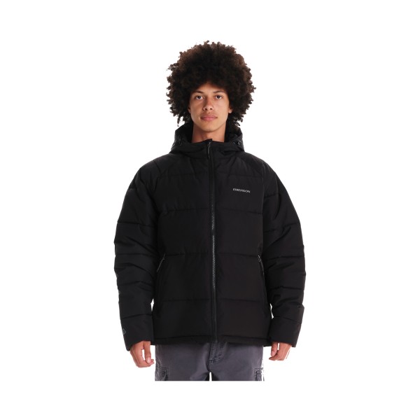 Emerson Puffer Bulky PP Hooded Logo Ανδρικο Μπουφαν Μαυρο