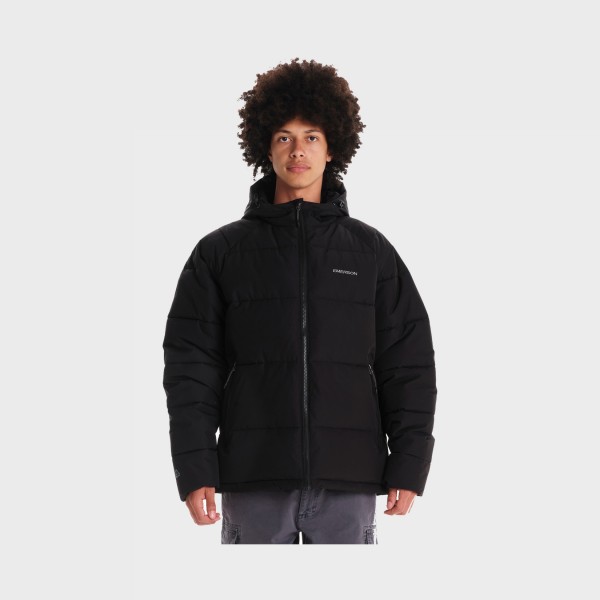 Emerson Puffer Bulky PP Hooded Logo Ανδρικο Μπουφαν Μαυρο