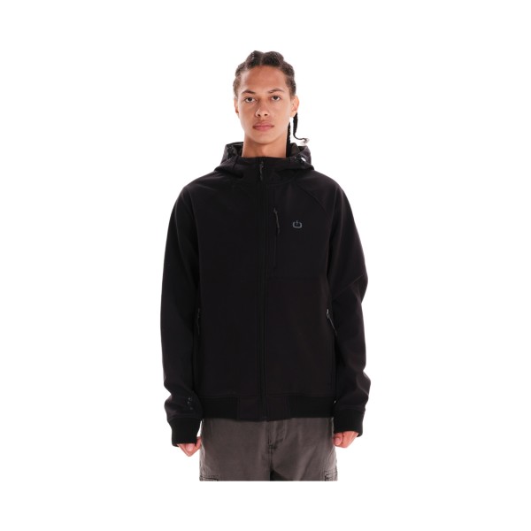 Emerson Bonded Bomber Polar Fleece Hooded Ανδρικο Μπουφαν Μαυρο