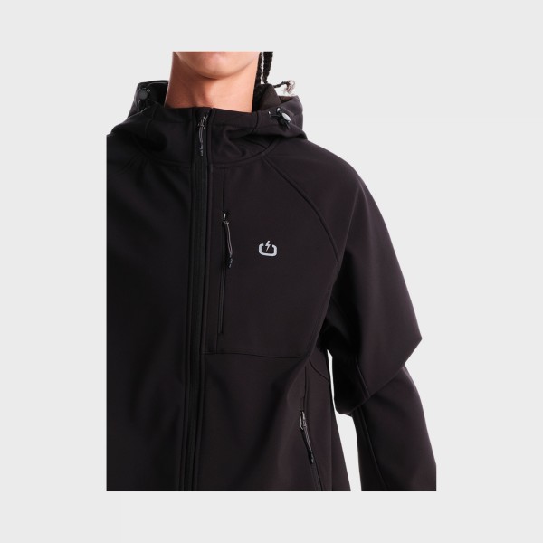 Emerson Bonded Bomber Polar Fleece Hooded Ανδρικο Μπουφαν Μαυρο