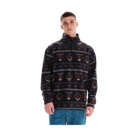 Emerson Neck Zip Sherpa All Over Print Ανδρικη Μπλουζα Μαυρη