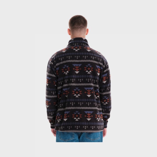 Emerson Neck Zip Sherpa All Over Print Ανδρικη Μπλουζα Μαυρη