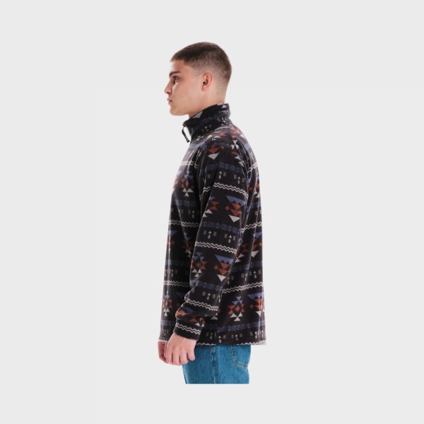 Emerson Neck Zip Sherpa All Over Print Ανδρικη Μπλουζα Μαυρη