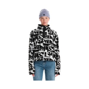 Emerson Full Zip Fleece AOP Print Γυναικεια Μπλουζα Μαυρο - Λευκο