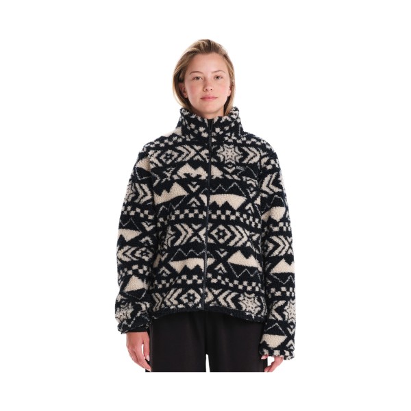 Emerson Full Zip Sherpa Print Γυναικεια Ζακετα Μαυρο - Εκρου