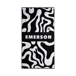 Emerson Linnear Pattern Print Πετσετα Θαλασσης Μαυρο - Λευκο