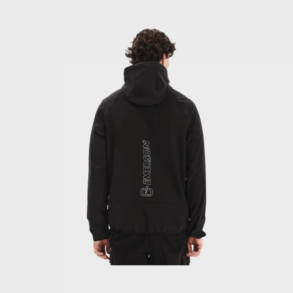 Emerson Hooded Bonded Raglan Polar Fleece Ανδρικο Μπουφαν Μαυρο