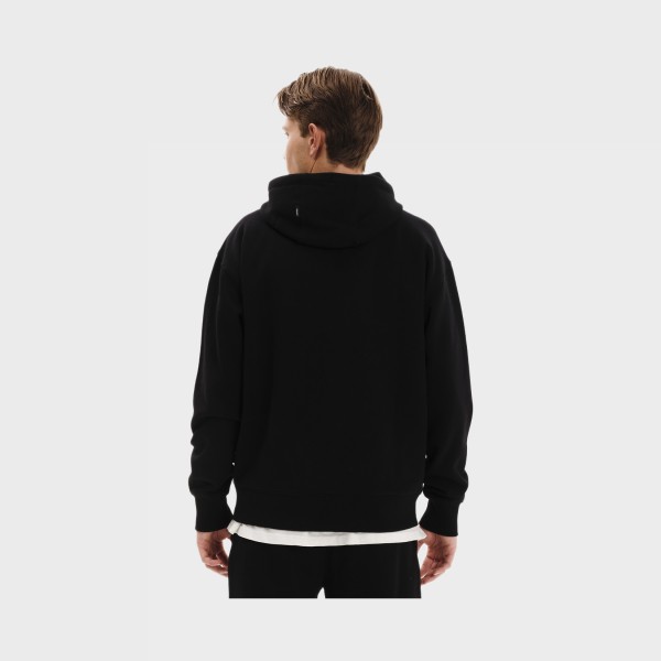 Emerson Hooded Full Zip Fleece Logo Ανδρικη Ζακετα Μαυρη