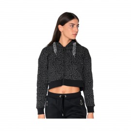 Fila Nile Animal Print Crop Γυναικεια Ζακετα Μαυρη