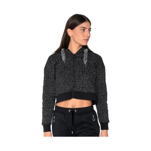 Fila Nile Animal Print Crop Γυναικεια Ζακετα Μαυρη