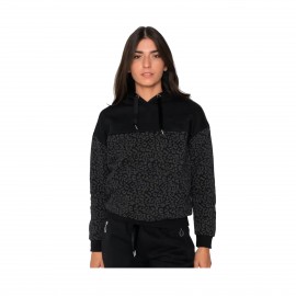 Fila DJA Animal Print Crop Γυναικειο Φουτερ Μαυρο