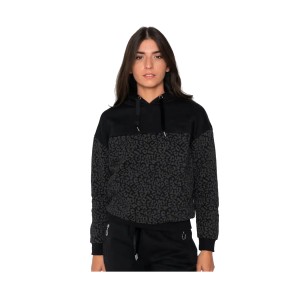 Fila DJA Animal Print Crop Γυναικειο Φουτερ Μαυρο