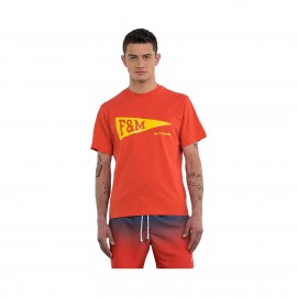 Franklin & Marshall Jersey Chest Flag Logo Ανδρικη Μπλουζα Κοραλι