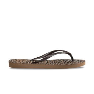 Havaianas Slim Animals FlipFlops Γυναικειες Σαγιοναρες Καφε