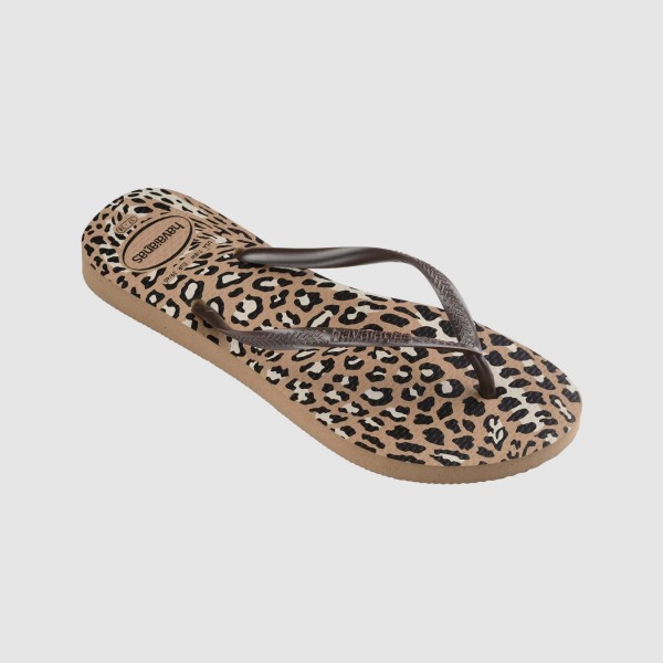 Havaianas Slim Animals FlipFlops Γυναικειες Σαγιοναρες Καφε