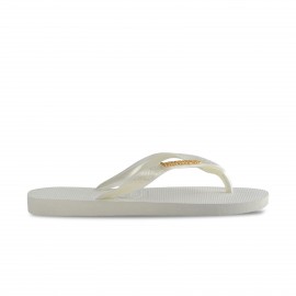 Havaianas Top Logo Metallic Gold Γυναικειες Σαγιοναρες Λευκες