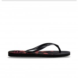Havaianas Slim Organic Flower Γυναικειες Παντοφλες Μαυρες