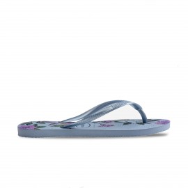 Havaianas Slim Organic Flowers Γυναικεια Σαγιοναρα Μπλε