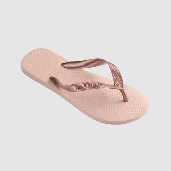 Havaianas Top Tiras Classin Logo Γυναικειες Σαγιοναρες Ροζ Μπρονζε