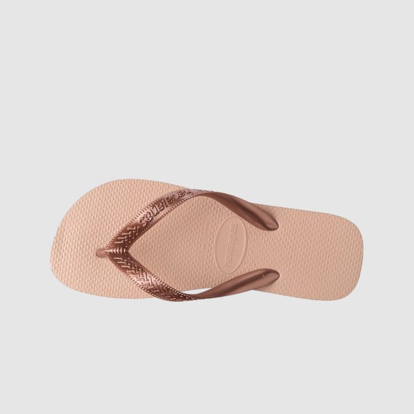 Havaianas Top Tiras Classin Logo Γυναικειες Σαγιοναρες Ροζ Μπρονζε