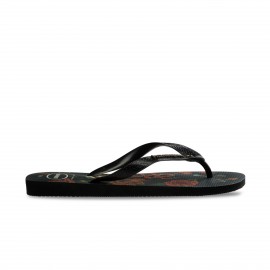 Havaianas Top Tribo Skull Roses Graphics Ανδρικες Σαγιοναρες Μαυρο - Κοκκινο