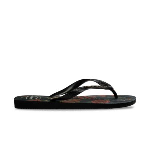 Havaianas Top Tribo Skull Roses Graphics Ανδρικες Σαγιοναρες Μαυρο - Κοκκινο
