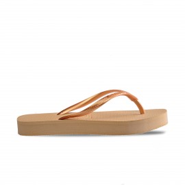Havaianas Slim Flatform Wedges Γυναικειες Παντοφλες Χρυσο