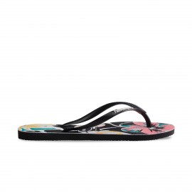 Havaianas Slim Floral Basic Γυναικεια Σαγιοναρα Μαυρη