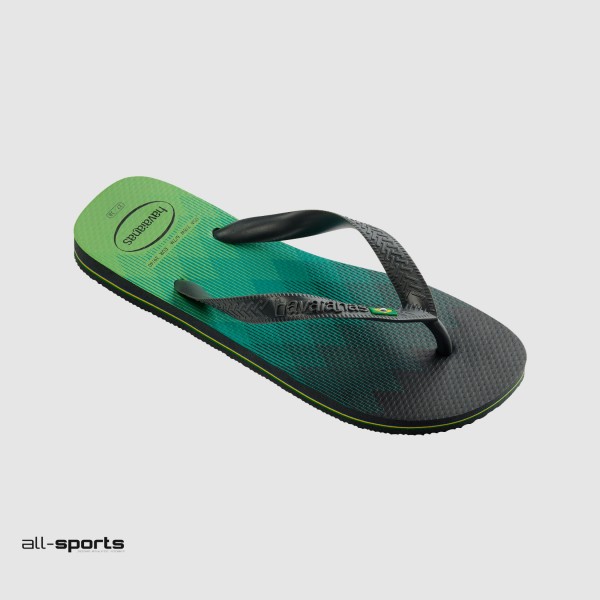 Havaianas Brasil Fresh Ανδρικη Σαγιοναρα Ανθρακι - Πρασινη