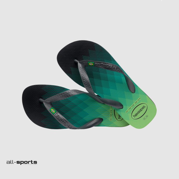 Havaianas Brasil Fresh Ανδρικη Σαγιοναρα Ανθρακι - Πρασινη