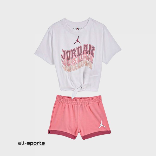 Jordan Jumpman Wave Icon Play Παιδικο Σετ Λευκο - Ροζ