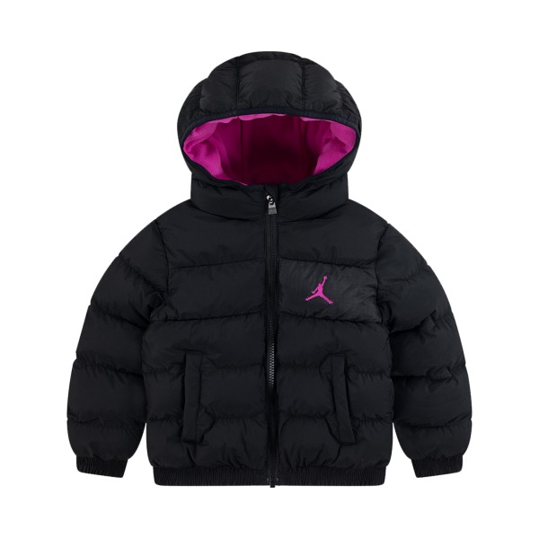 Jordan JDG Essentials Midweight Puffer Logo Hooded Παιδικο Μπουφαν Μαυρο - Μωβ