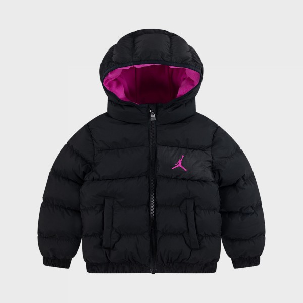 Jordan JDG Essentials Midweight Puffer Logo Hooded Παιδικο Μπουφαν Μαυρο - Μωβ