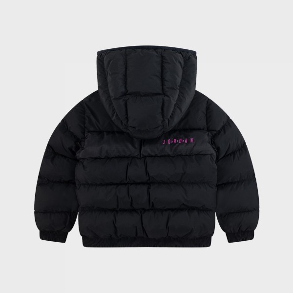 Jordan JDG Essentials Midweight Puffer Logo Hooded Παιδικο Μπουφαν Μαυρο - Μωβ