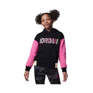 Jordan Fundamental Pullover Hooded Εφηβικο Φουτερ Μαυρο - Ροζ