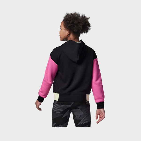 Jordan Fundamental Pullover Hooded Εφηβικο Φουτερ Μαυρο - Ροζ