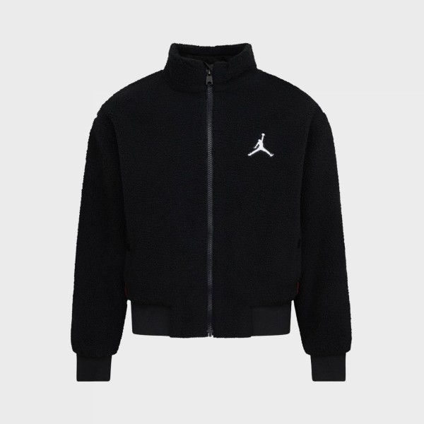 Jordan Jumpman Sherpa Big Back Long Neck Εφηβικη Ζακετα Μπουφαν Μαυρη